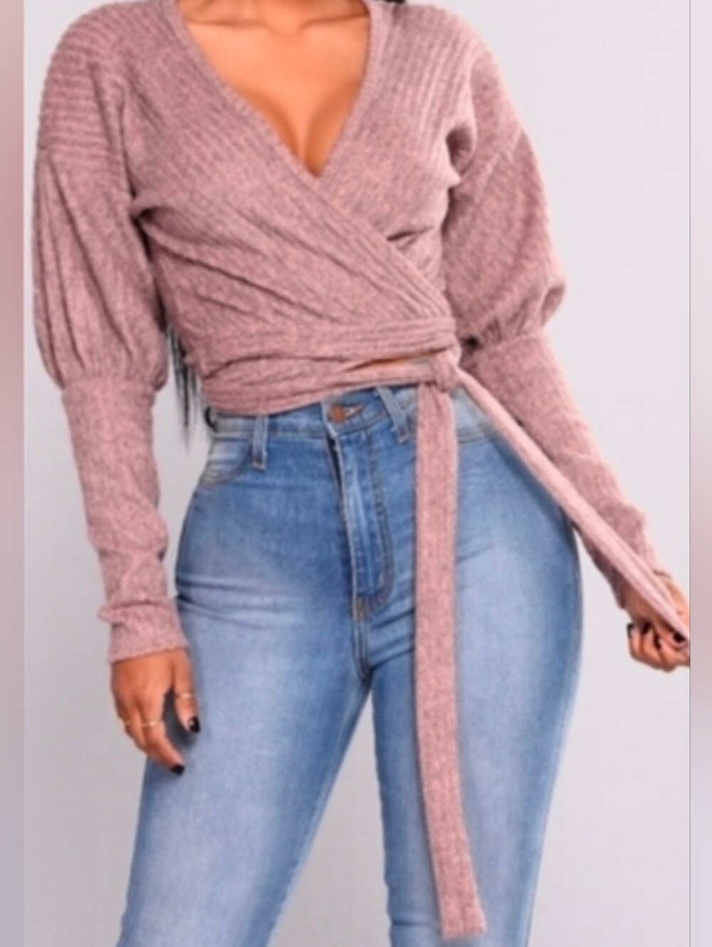 Cropped Wrap Tie Top Medium